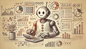 hand-drawn robot doing pricing calculations for agency pricing