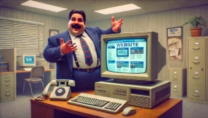 salesman selling website in the 90s